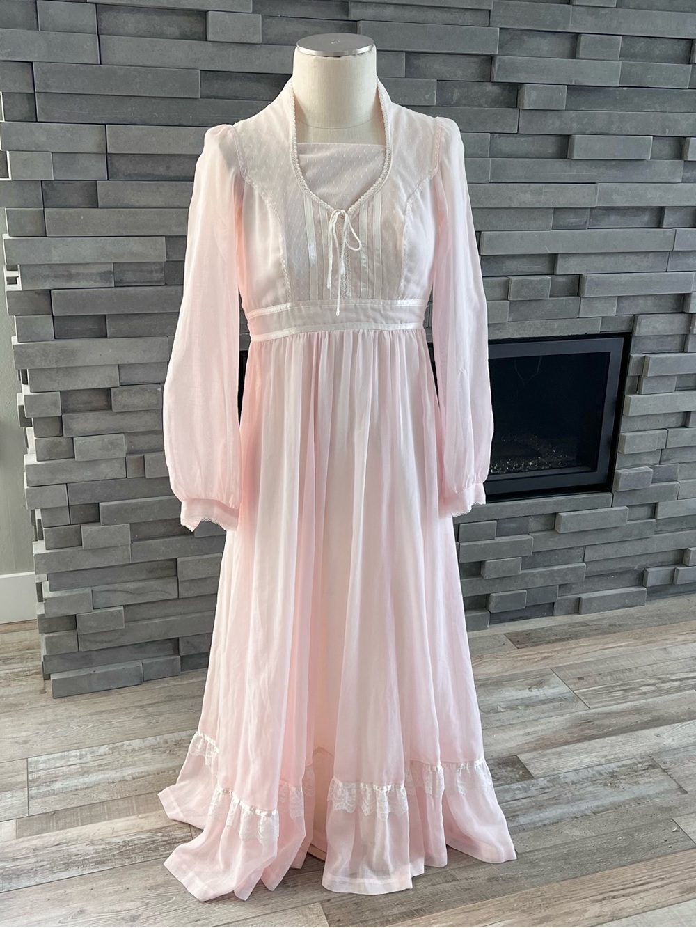 Vintage Gunne Sax Pink Maxi Dress